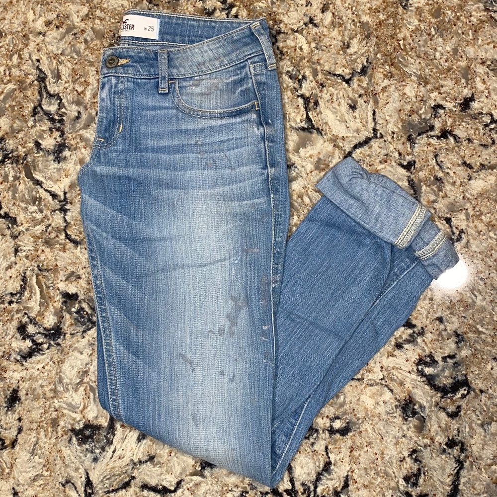 Distressed paint splattered Hollister jeans